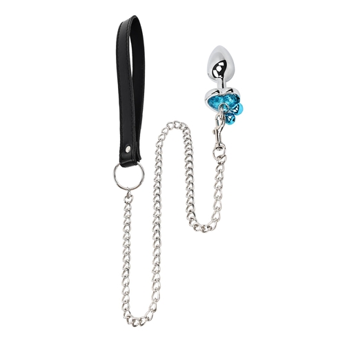 Gem Jingle Bell Butt Plug With Leash - Plug and Leash Together - Shot #1