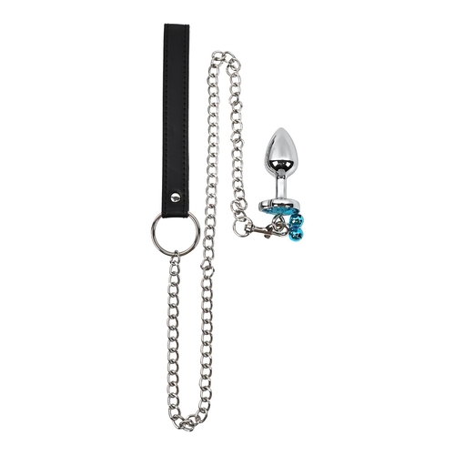 Gem Jingle Bell Butt Plug With Leash - Plug and Leash Together - Shot #2
