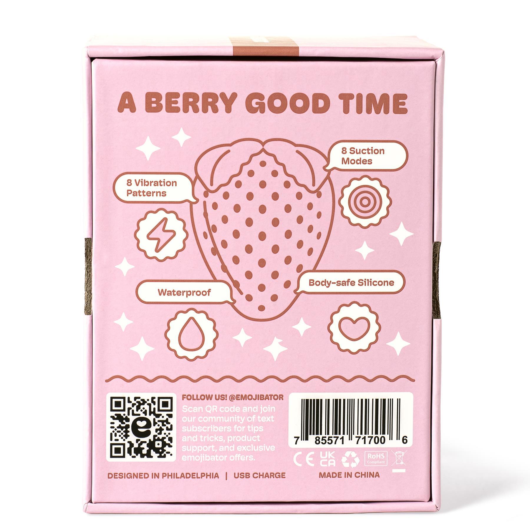 Emojibator Strawberry Emoji Suction Vibrator back of package