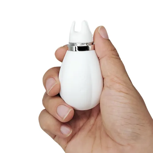 Tapping Snowman with Clit Stim Attachment - Hand Shot - 3 Prong Attachment
