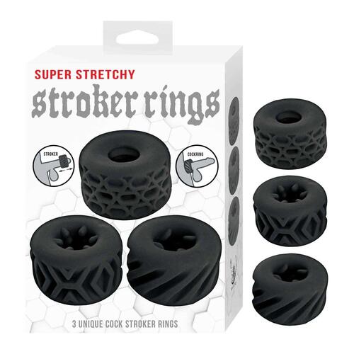 SUPER STRETCHY STROKER RINGS product with package