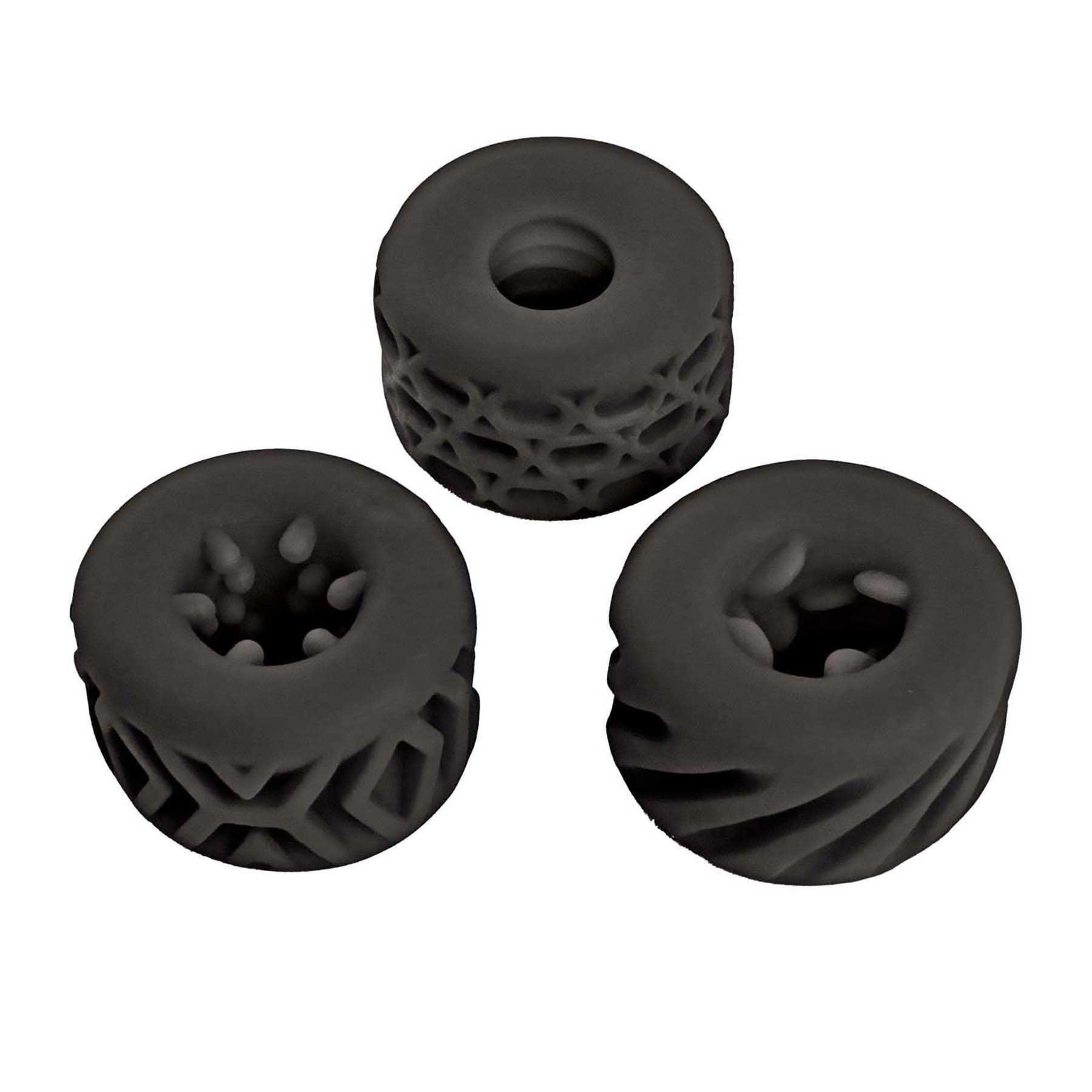SUPER STRETCHY STROKER RINGS set of three black