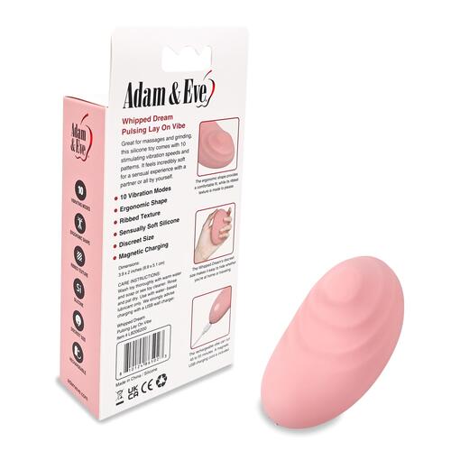 Adam & Eve Whipped Dream Pulsing Lay On Vibrator - Packaging - Back with Product