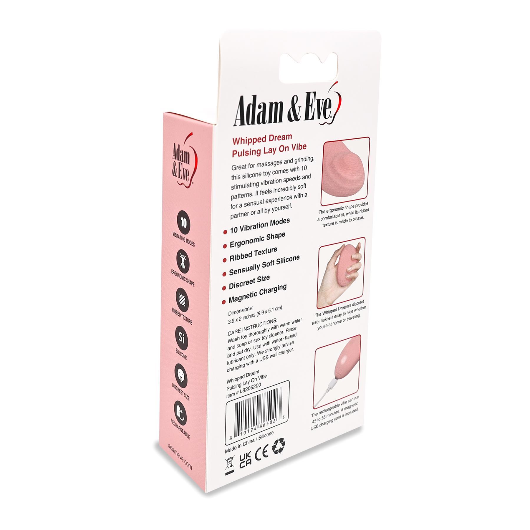 Adam & Eve Whipped Dream Pulsing Lay On Vibrator - Packaging - Back