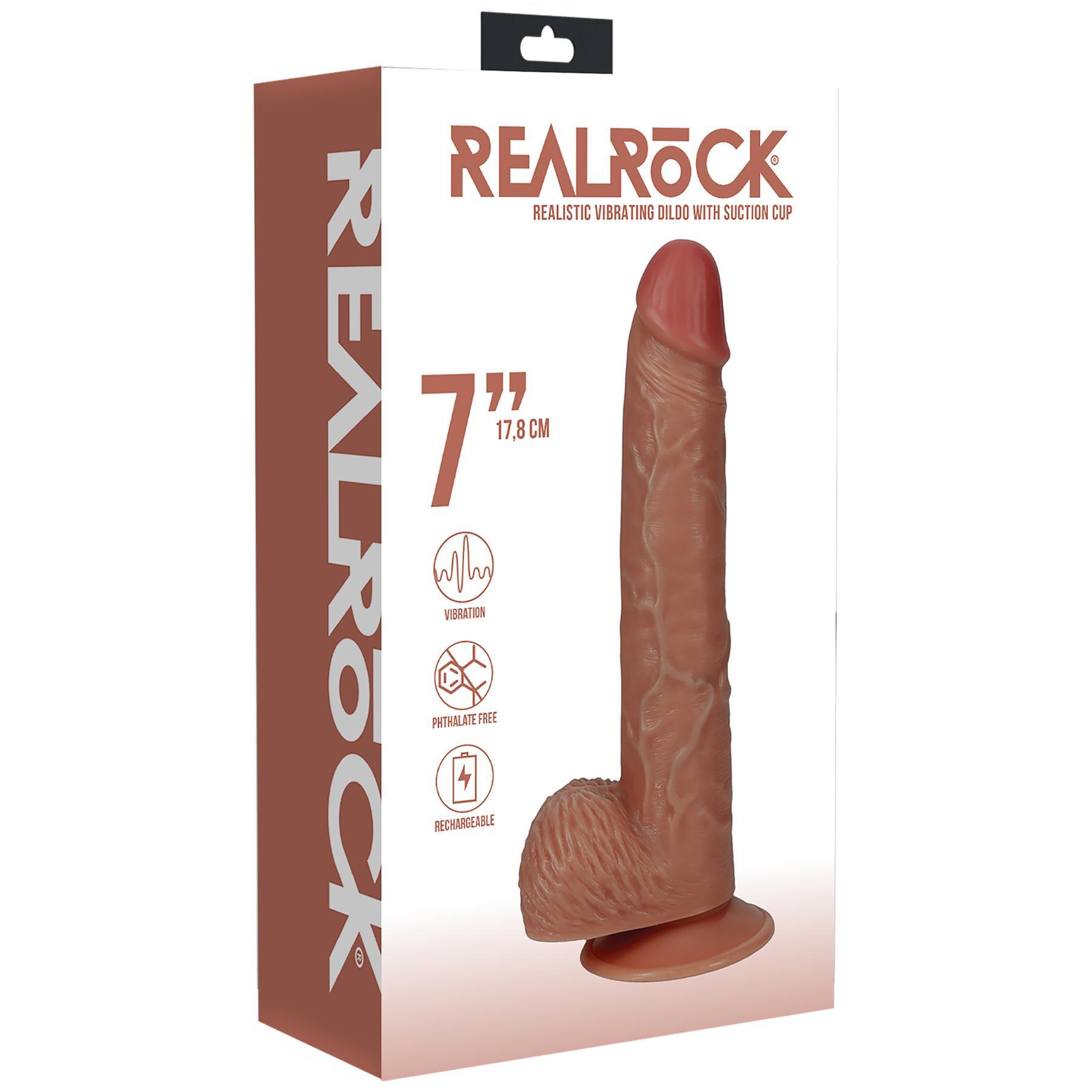 RealRock 7 Inch Vibrating Dildo color brown view 5