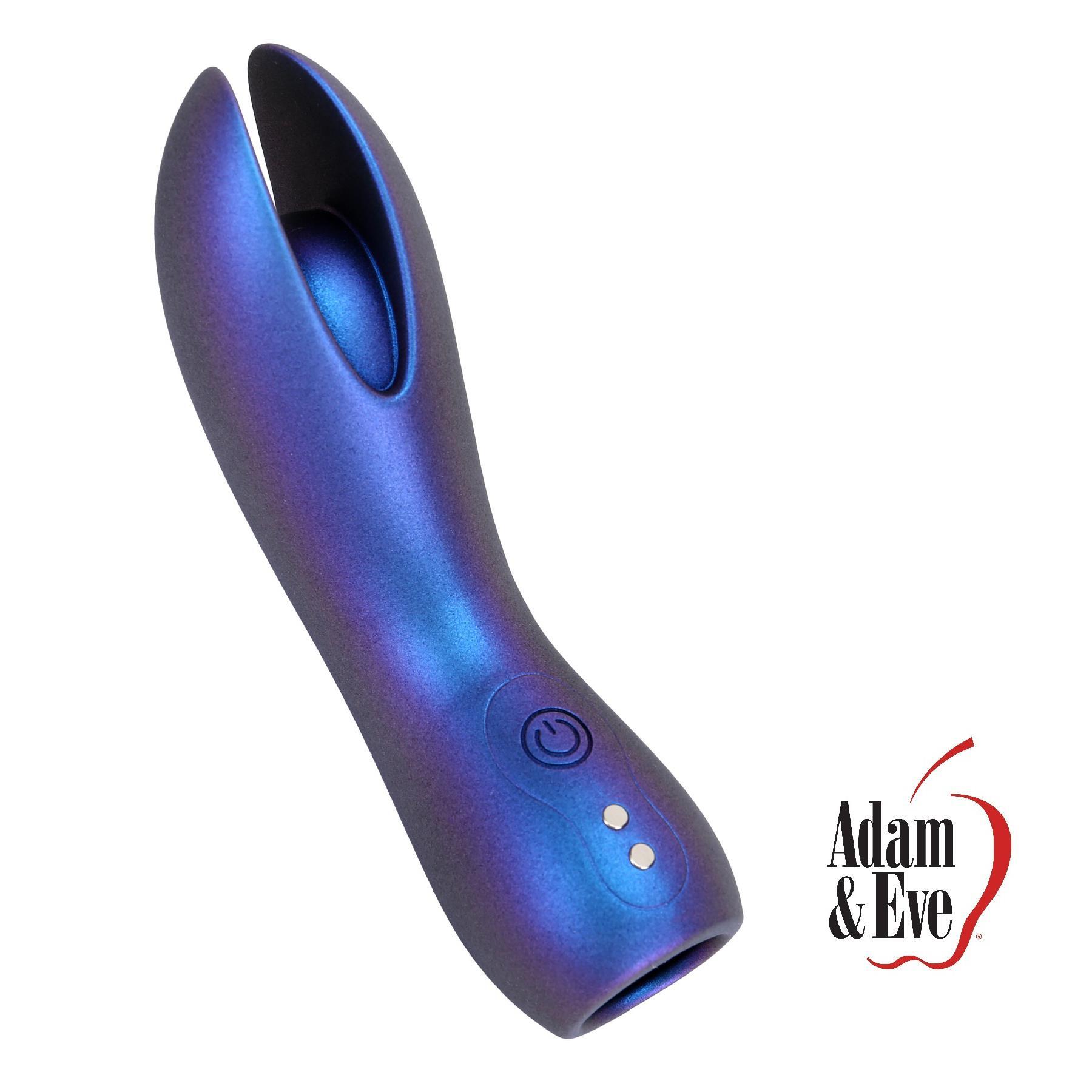 Adam & Eve Mystic Finger Vibrator - Product and A&E Logo