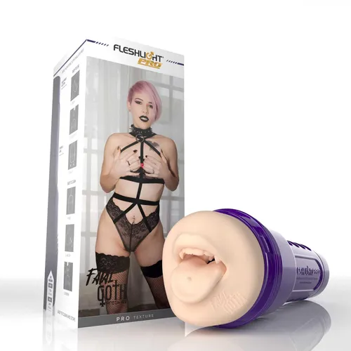 Fleshlight Fatal Goth Goth Gobbler Mouth packaging with product
